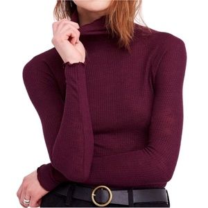 Free People Waffle Turtle Neck
